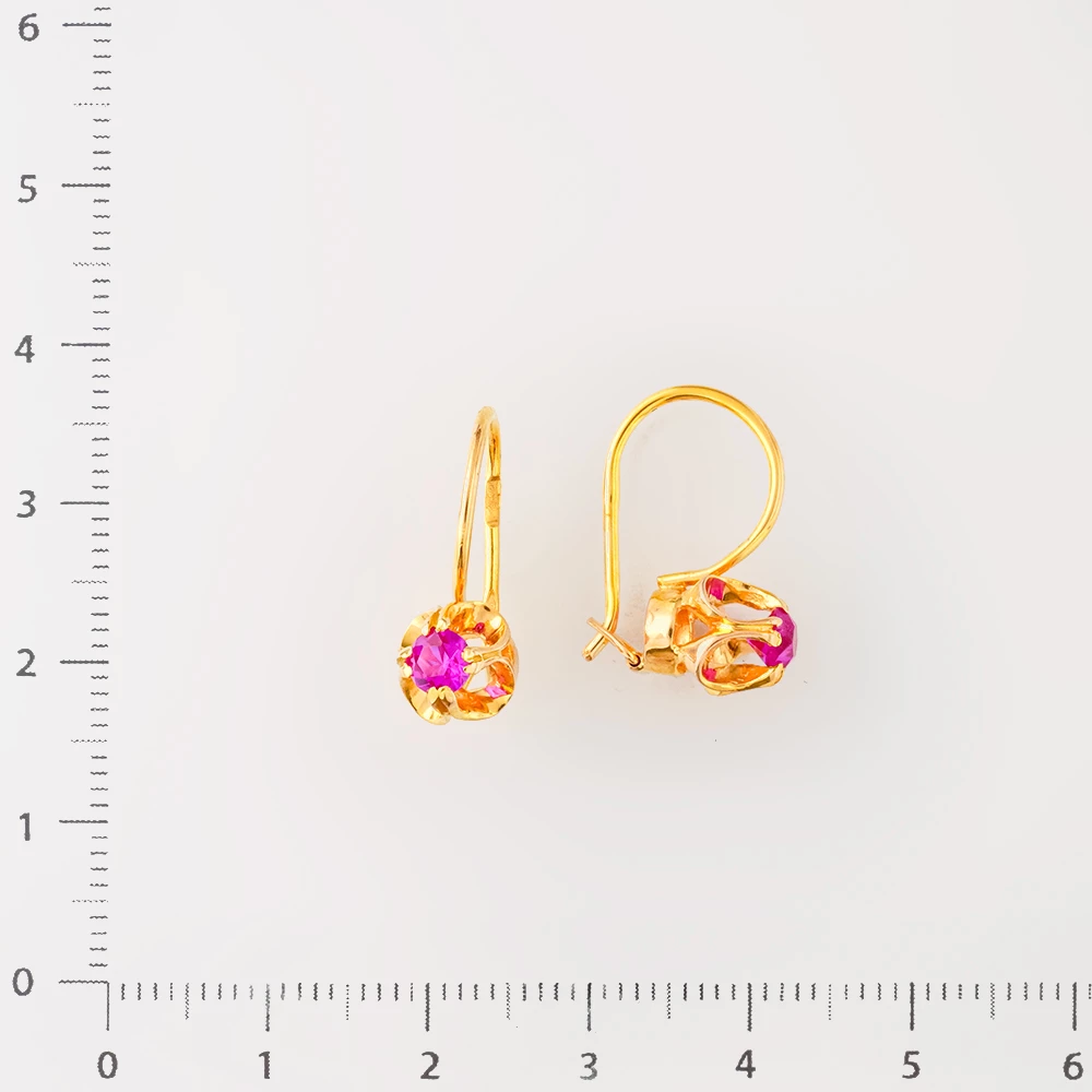 Серьги с фианитом из желтого золота 583 пробы