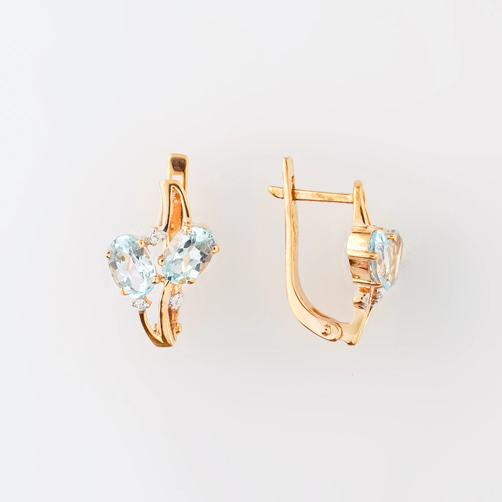 Серьги с топазом из красного золота 585 пробы