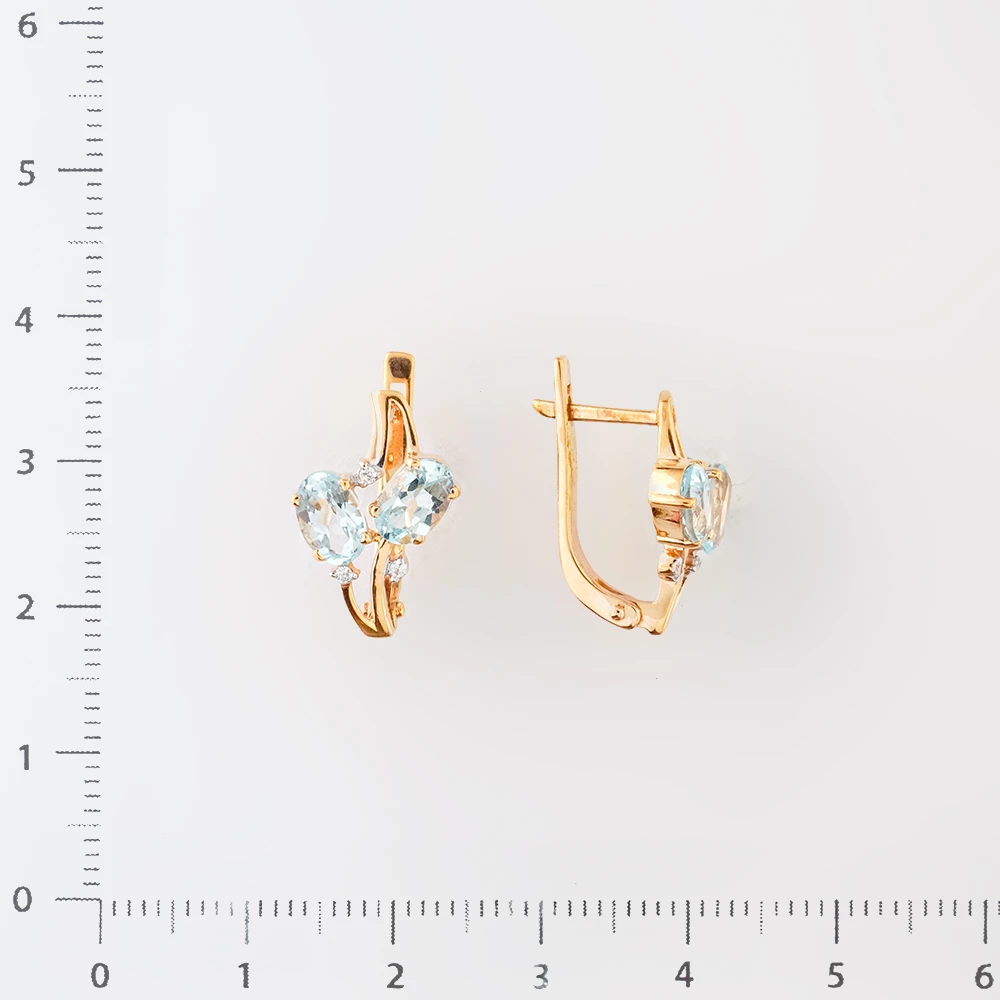 Серьги с топазом из красного золота 585 пробы