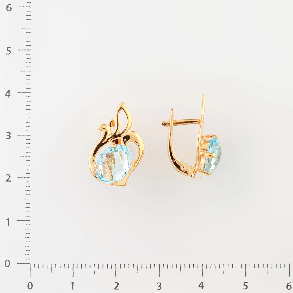Серьги с топазом из красного золота 585 пробы