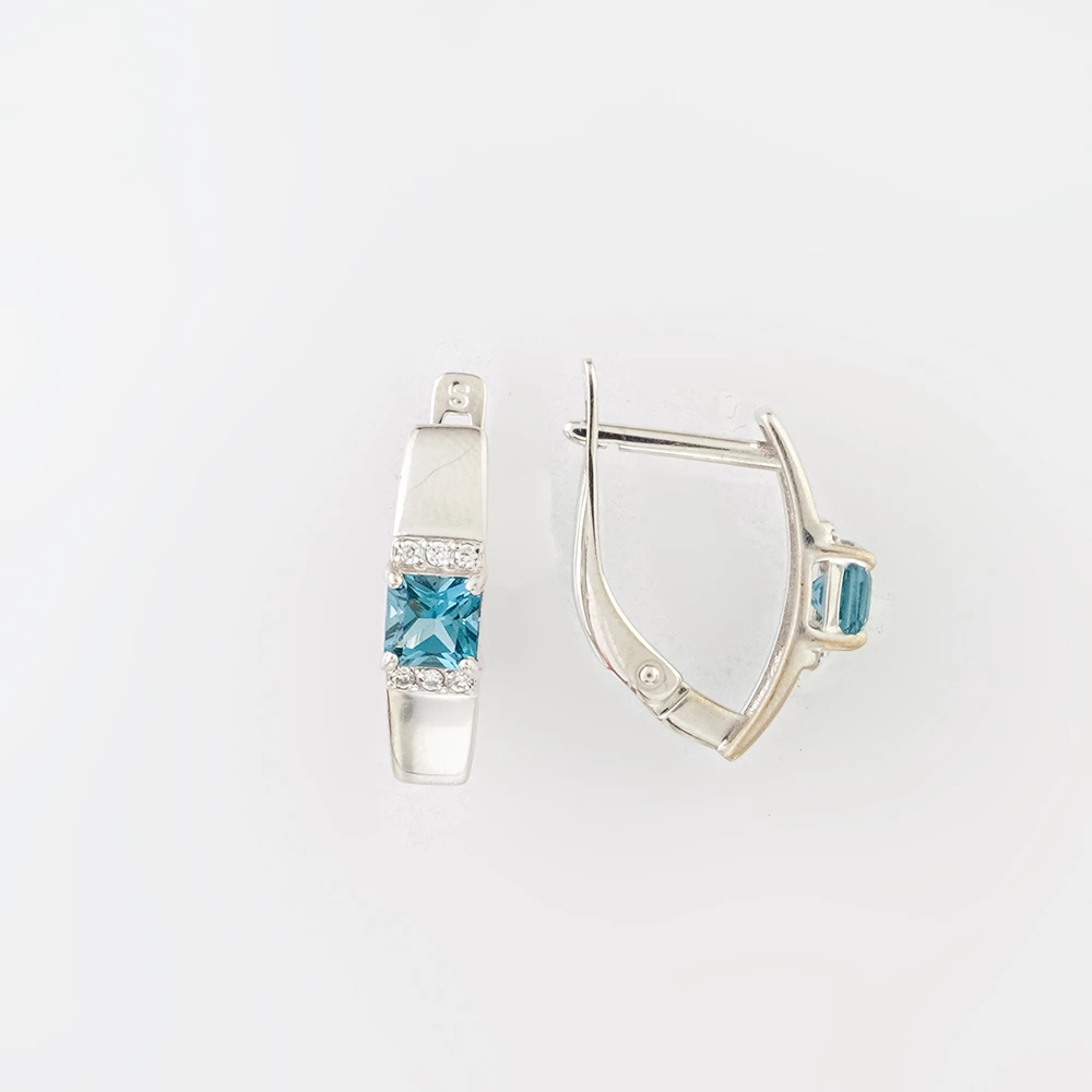 Серьги с топазом лондон из белого золота 585 пробы