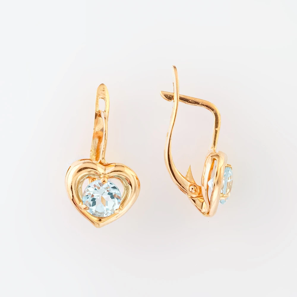 Серьги с топазом из красного золота 585 пробы