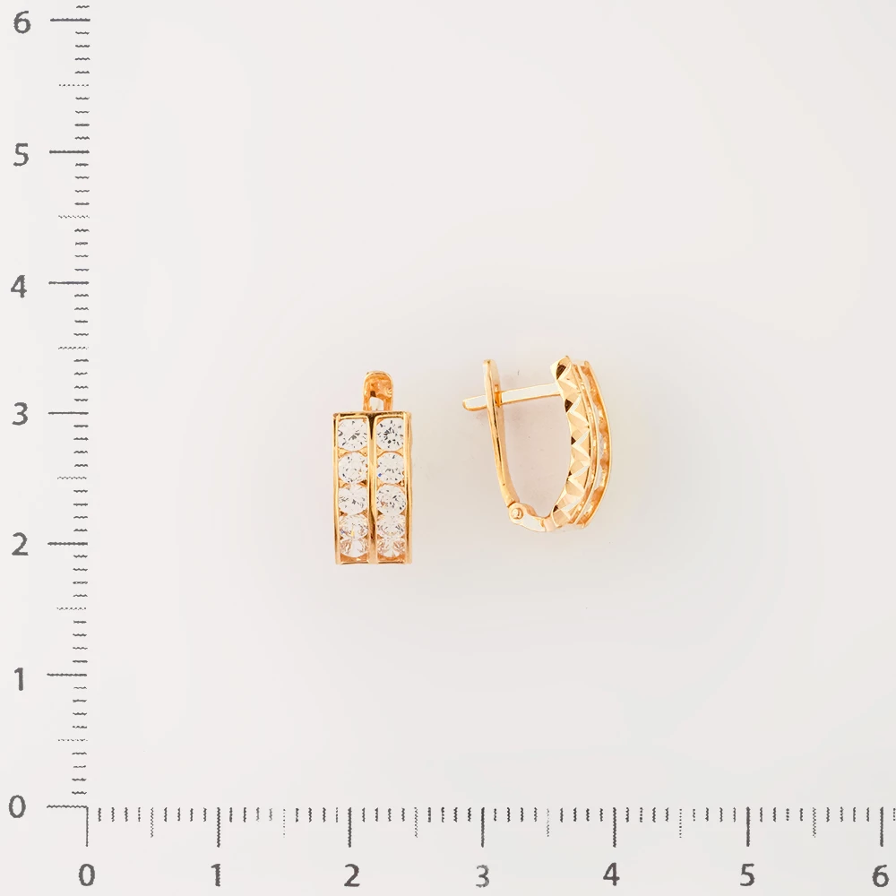 Серьги с фианитом из красного золота 585 пробы