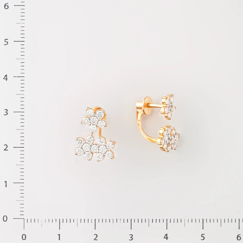 Серьги с фианитом из красного золота 585 пробы