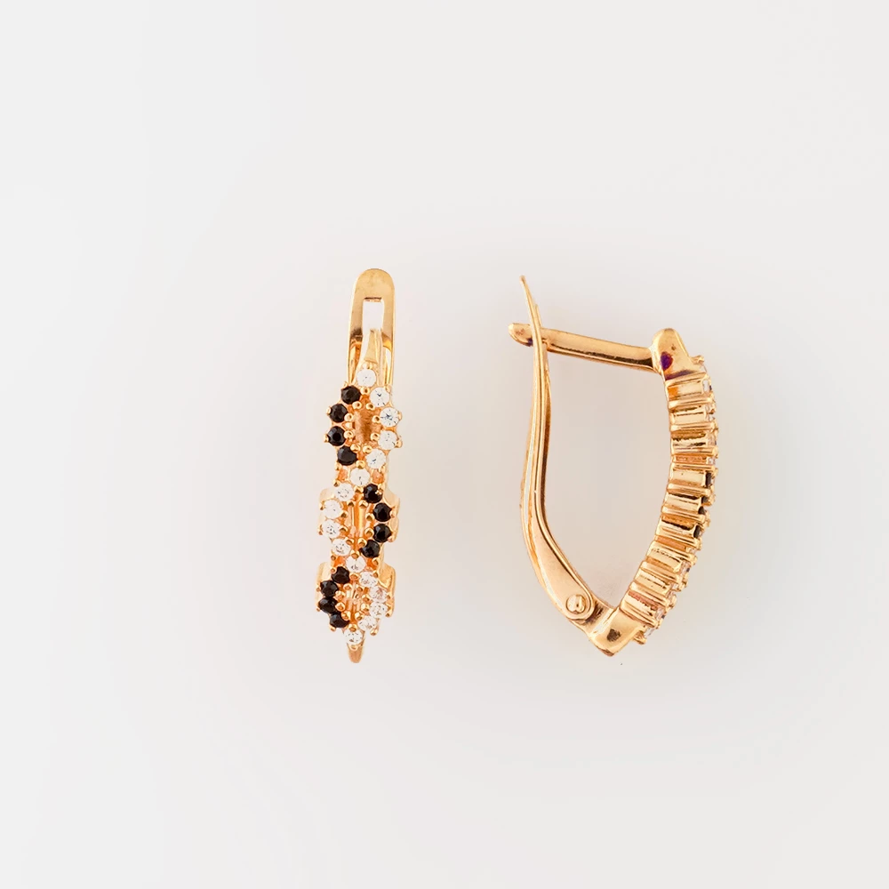 Серьги с фианитом из красного золота 585 пробы