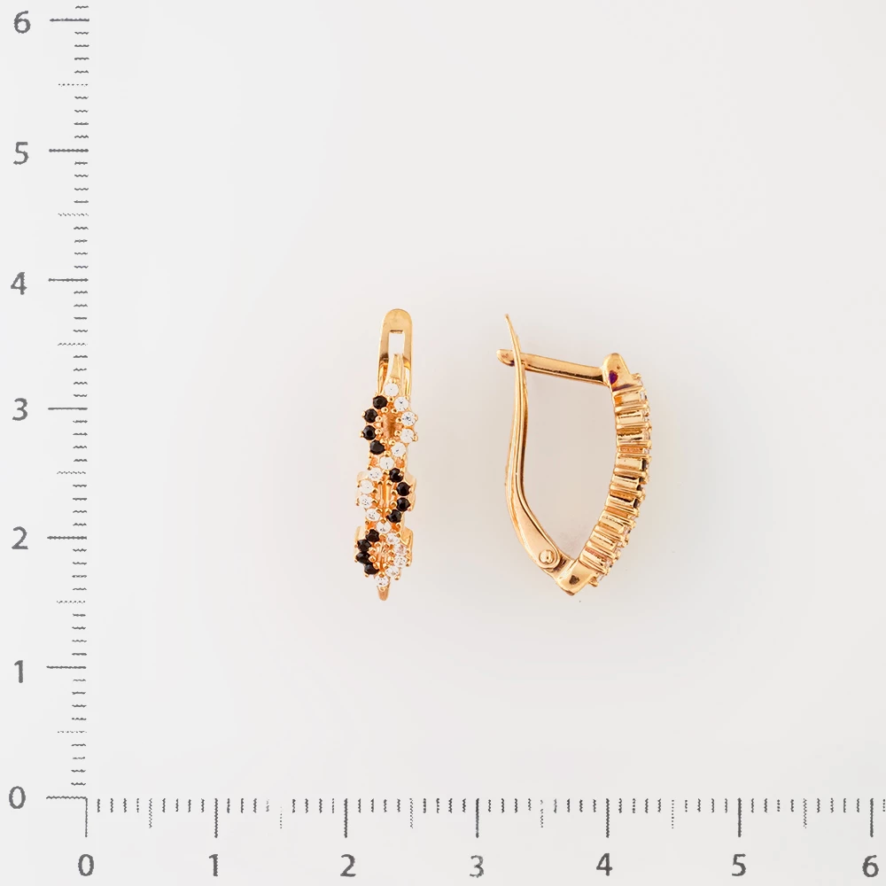 Серьги с фианитом из красного золота 585 пробы