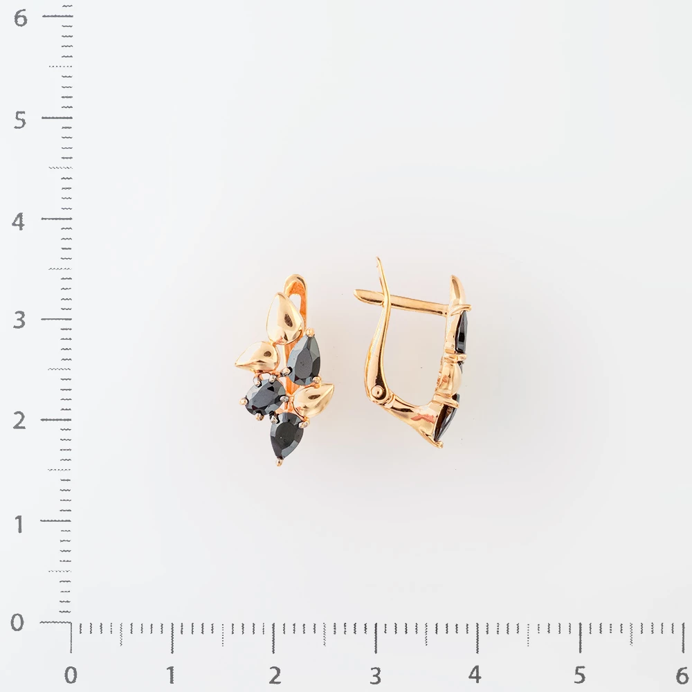 Серьги с ониксом из красного золота 585 пробы