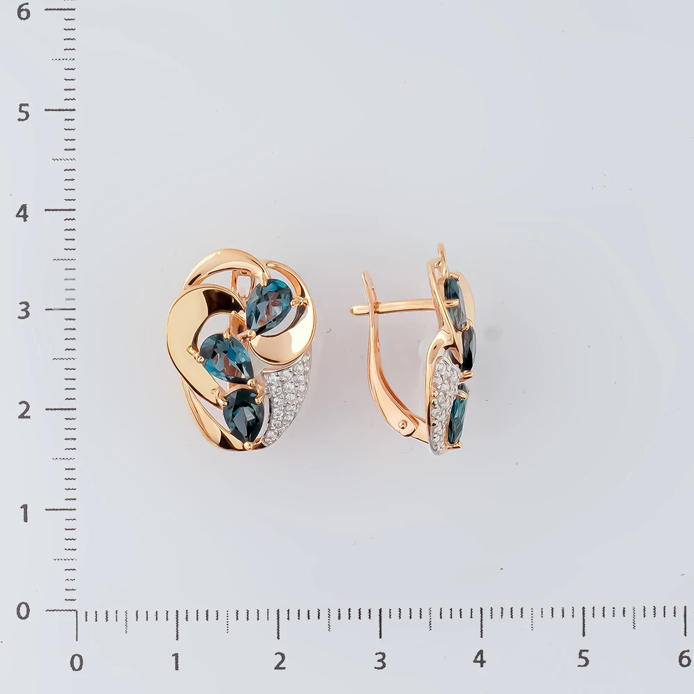 Серьги с топазом лондон из красного золота 585 пробы