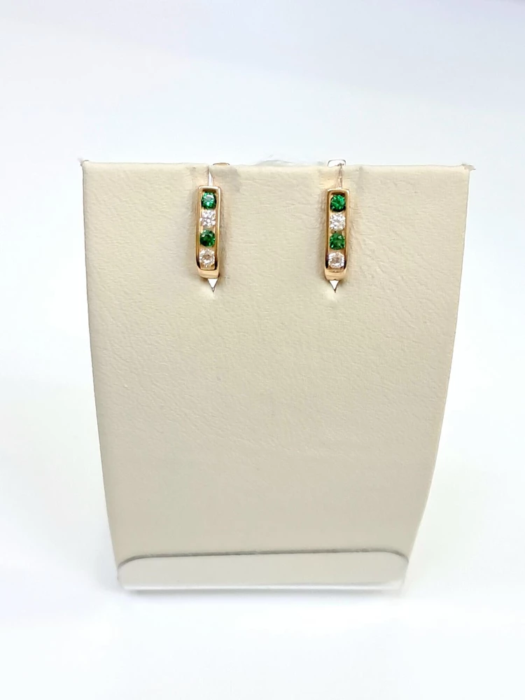 Серьги с фианитом из красного золота 585 пробы