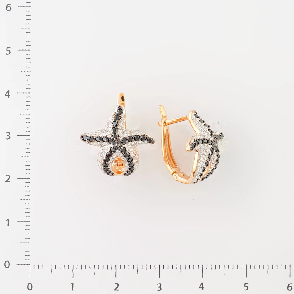 Серьги с фианитом из красного золота 585 пробы