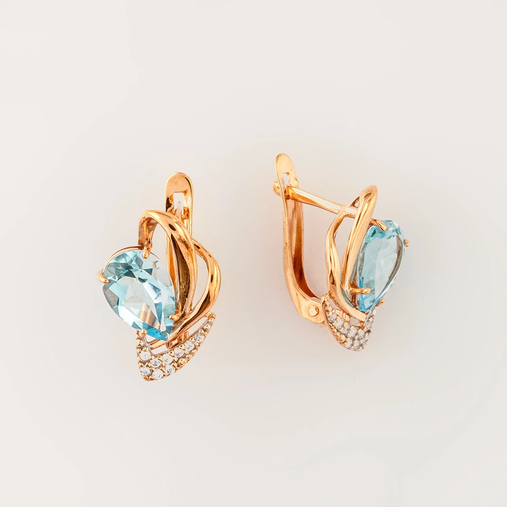 Серьги с топазом из красного золота 375 пробы