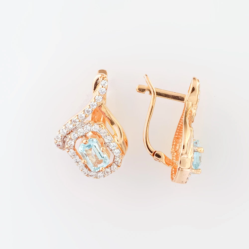 Серьги с топазом из красного золота 585 пробы