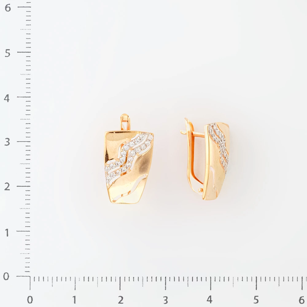 Серьги с фианитом из красного золота 585 пробы