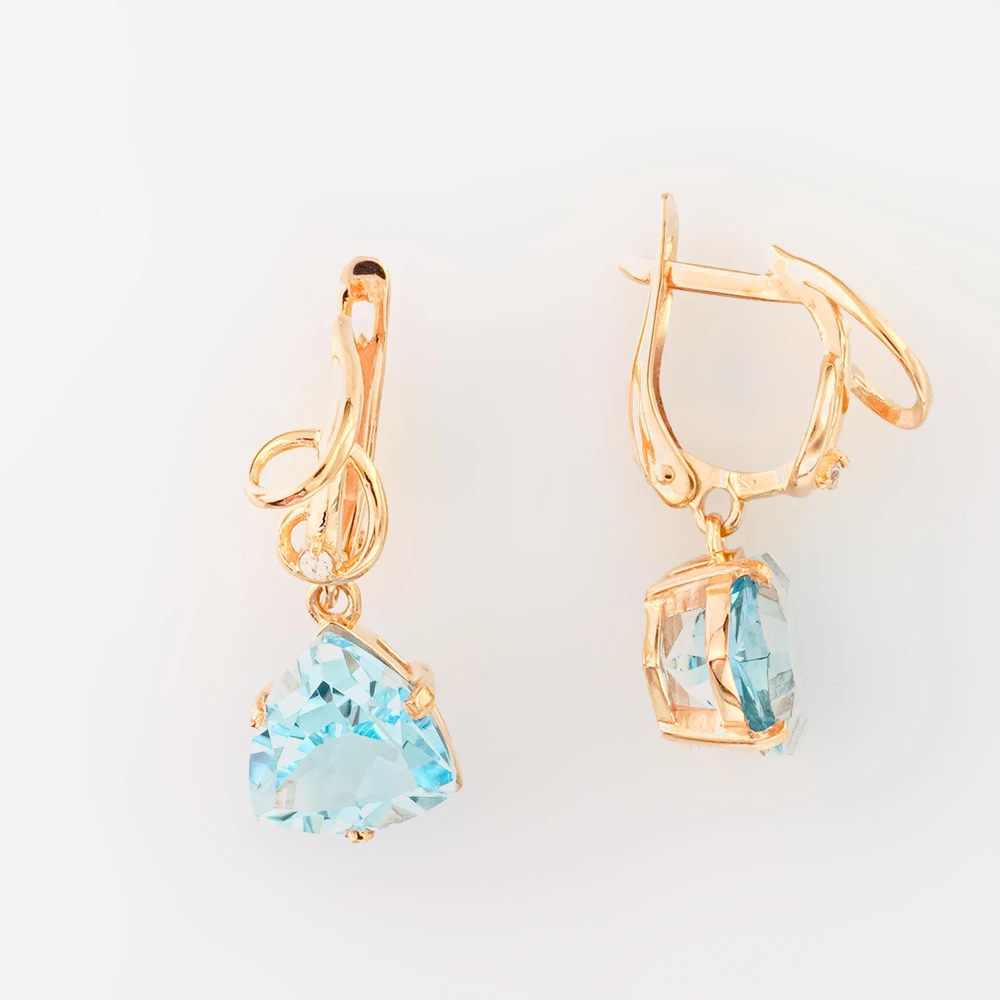 Серьги с топазом из красного золота 585 пробы