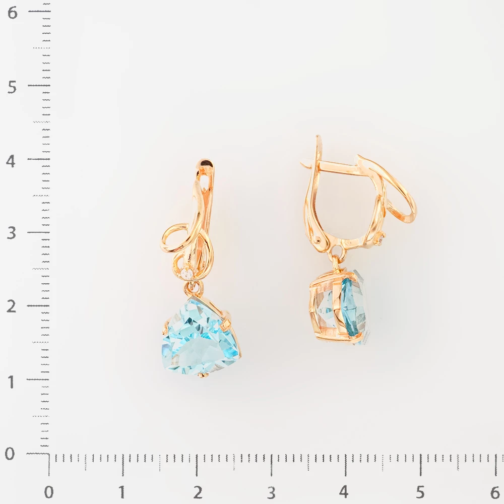 Серьги с топазом из красного золота 585 пробы