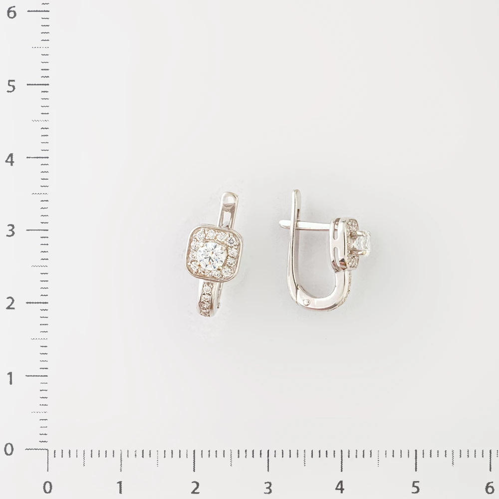 Серьги с фианитом из белого золота 585 пробы