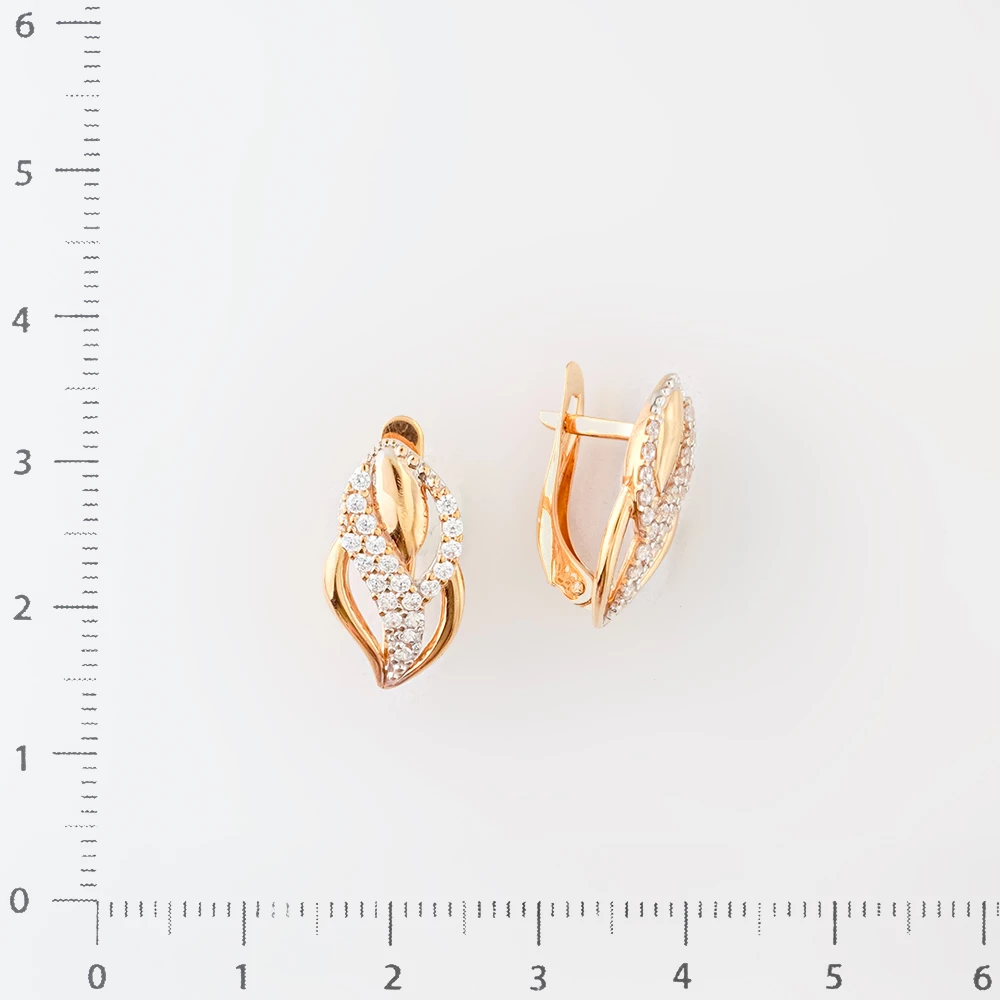 Серьги с фианитом из красного золота 375 пробы