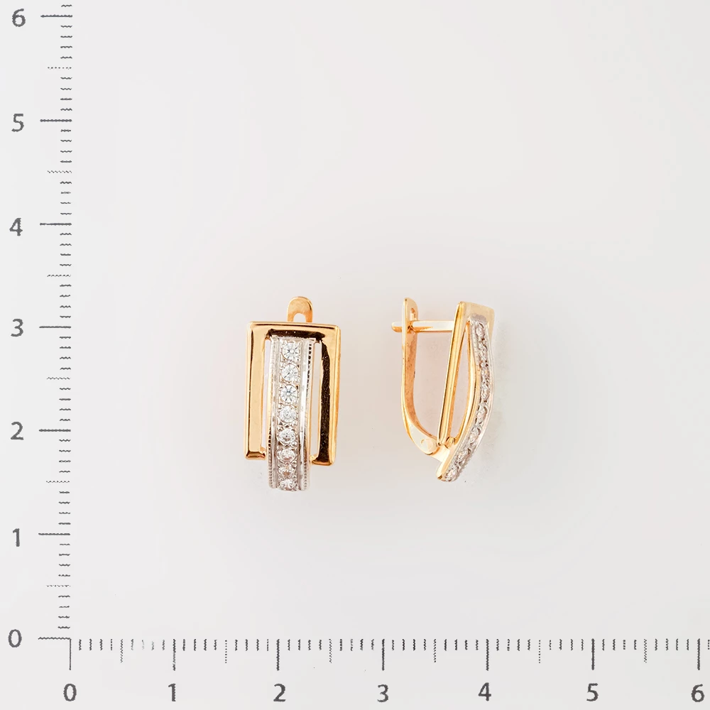 Серьги с фианитом из красного золота 585 пробы