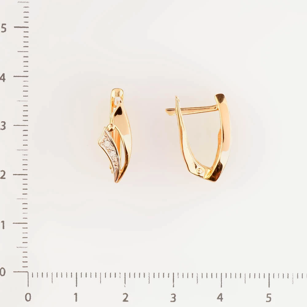 Серьги с фианитом из красного золота 585 пробы