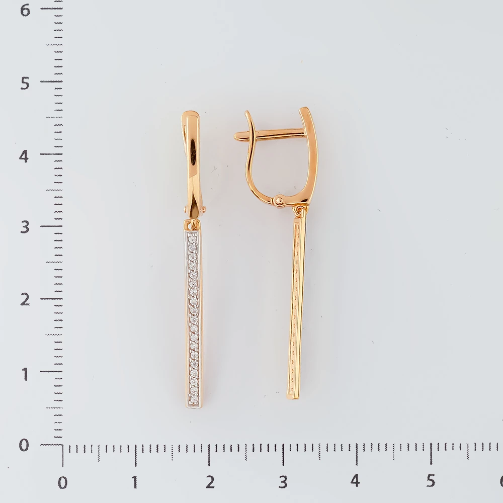 Серьги с фианитом из красного золота 585 пробы