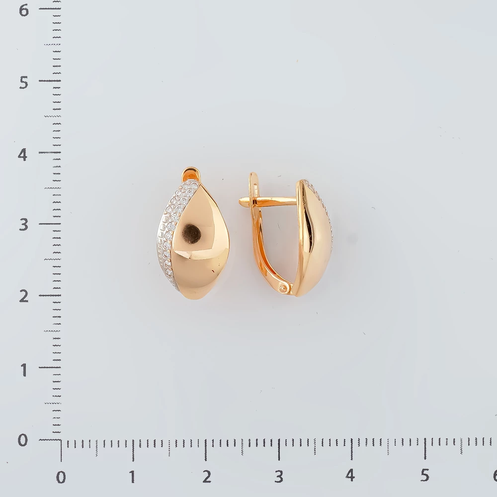 Серьги с фианитом из красного золота 585 пробы