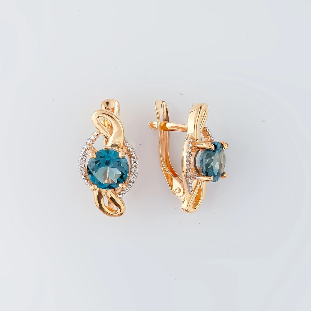 Серьги с топазом лондон из красного золота 585 пробы