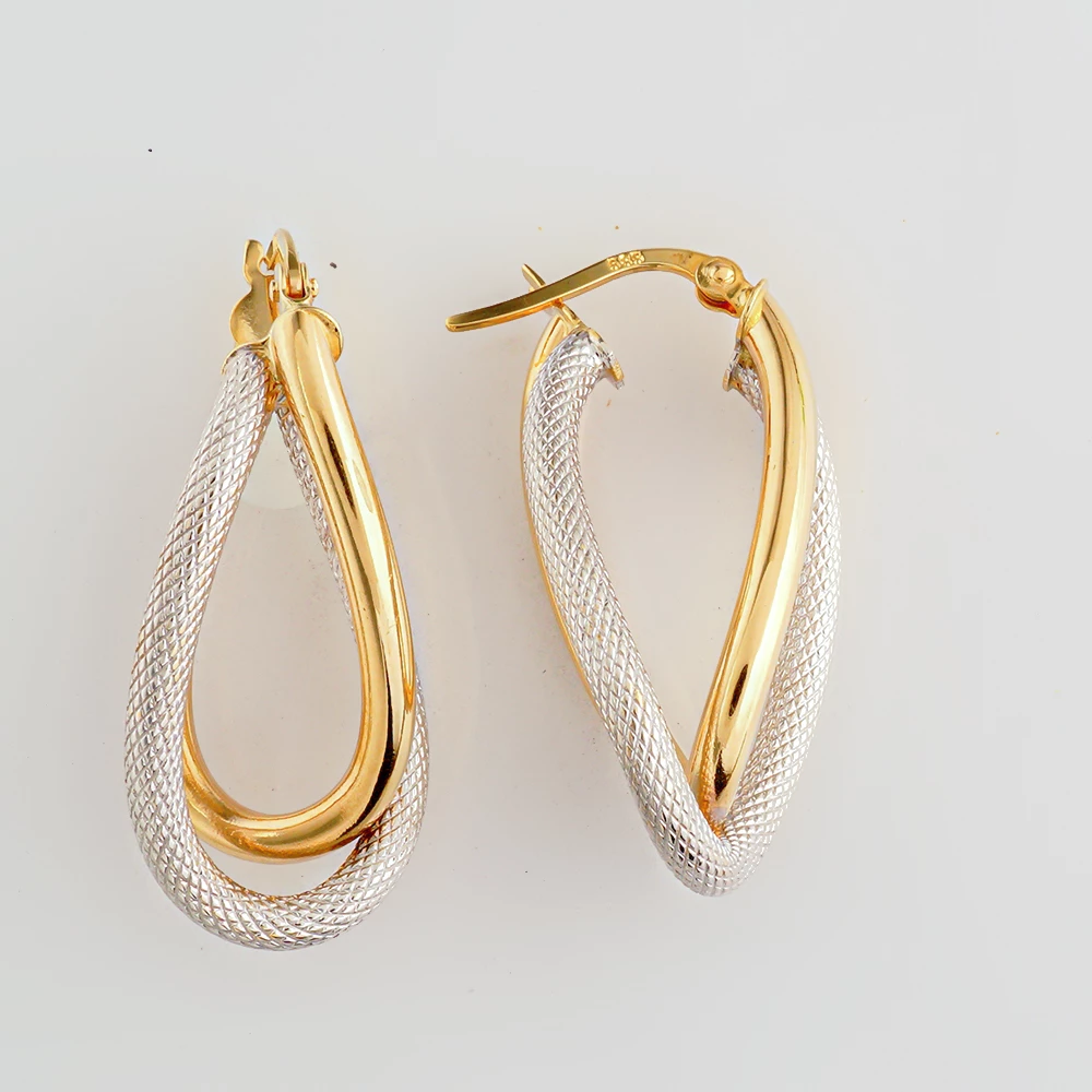 Серьги конго из желтого золота 585 пробы