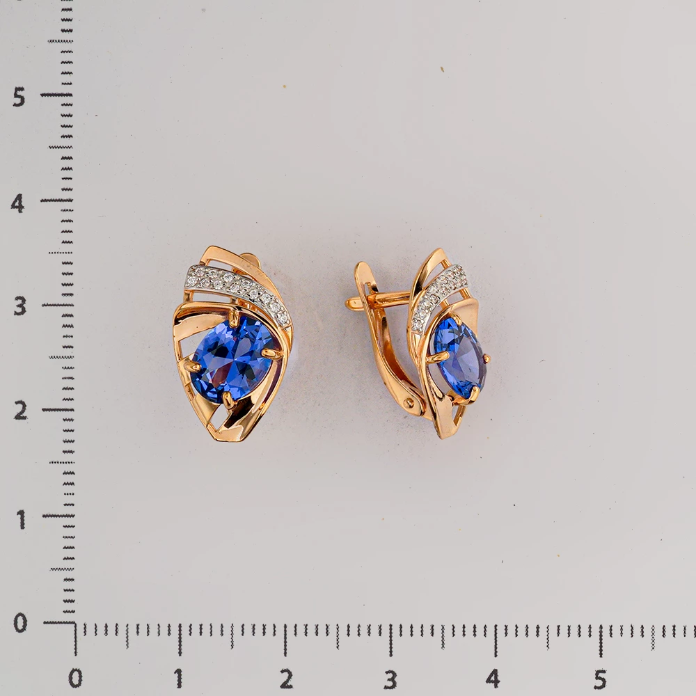 Серьги с ситаллом из красного золота 585 пробы