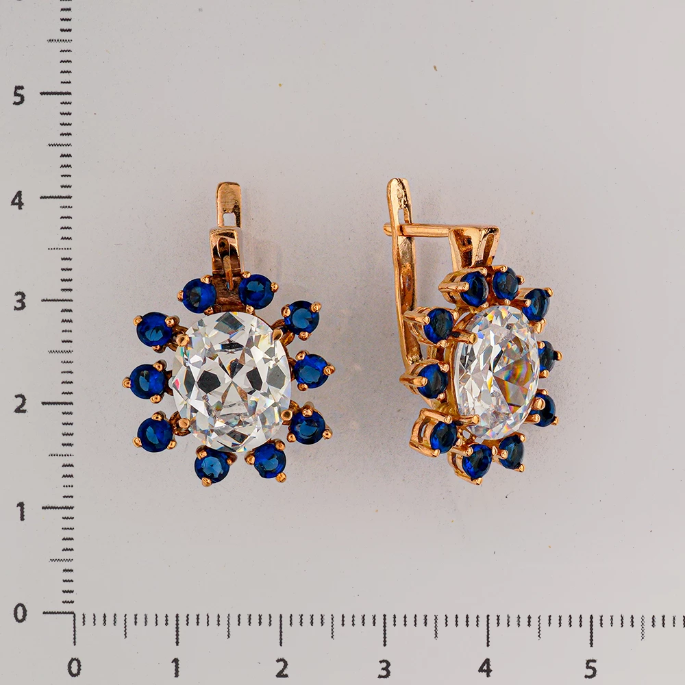 Серьги с фианитом из красного золота 500 пробы