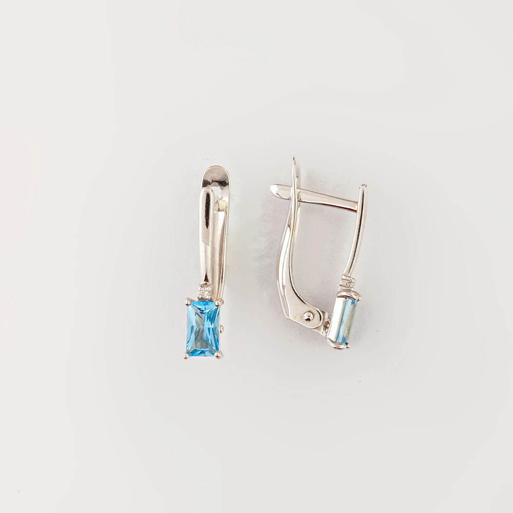 Серьги с топазом из белого золота 585 пробы