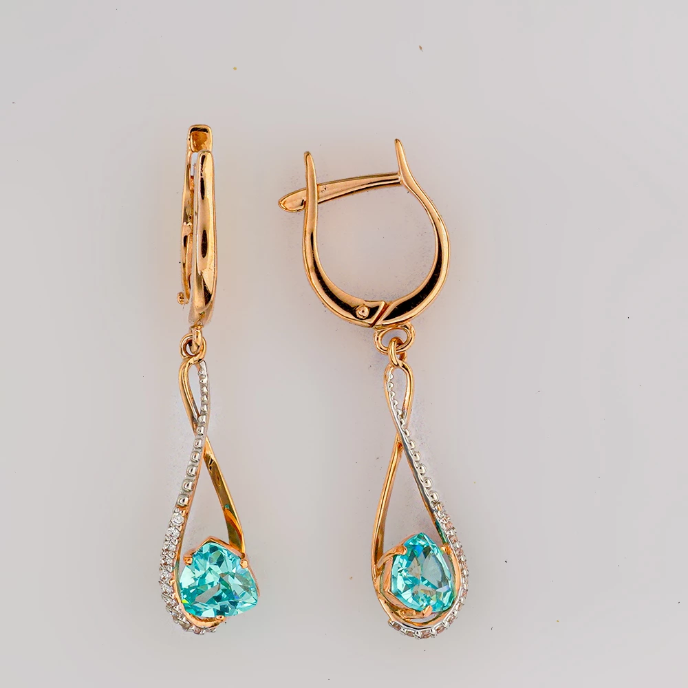 Серьги с ситаллом из красного золота 585 пробы