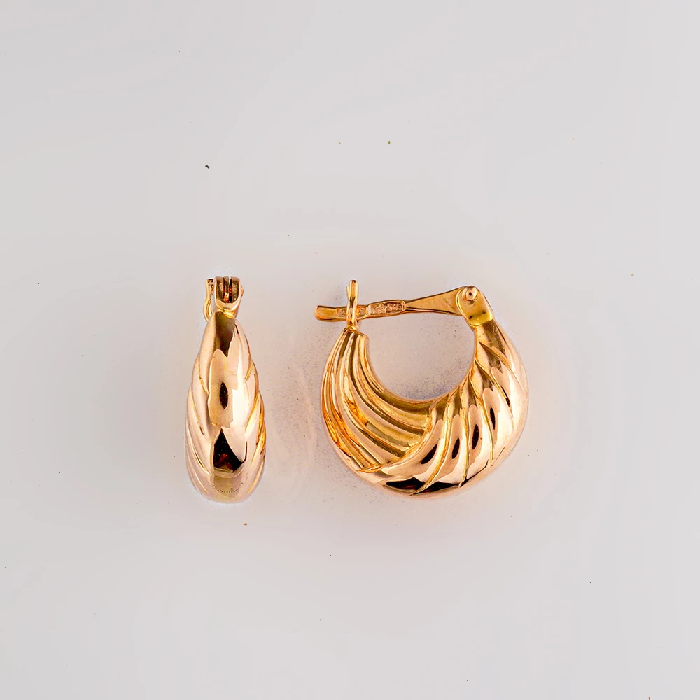 Серьги конго из красного золота 585 пробы