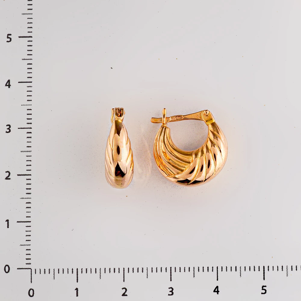 Серьги конго из красного золота 585 пробы