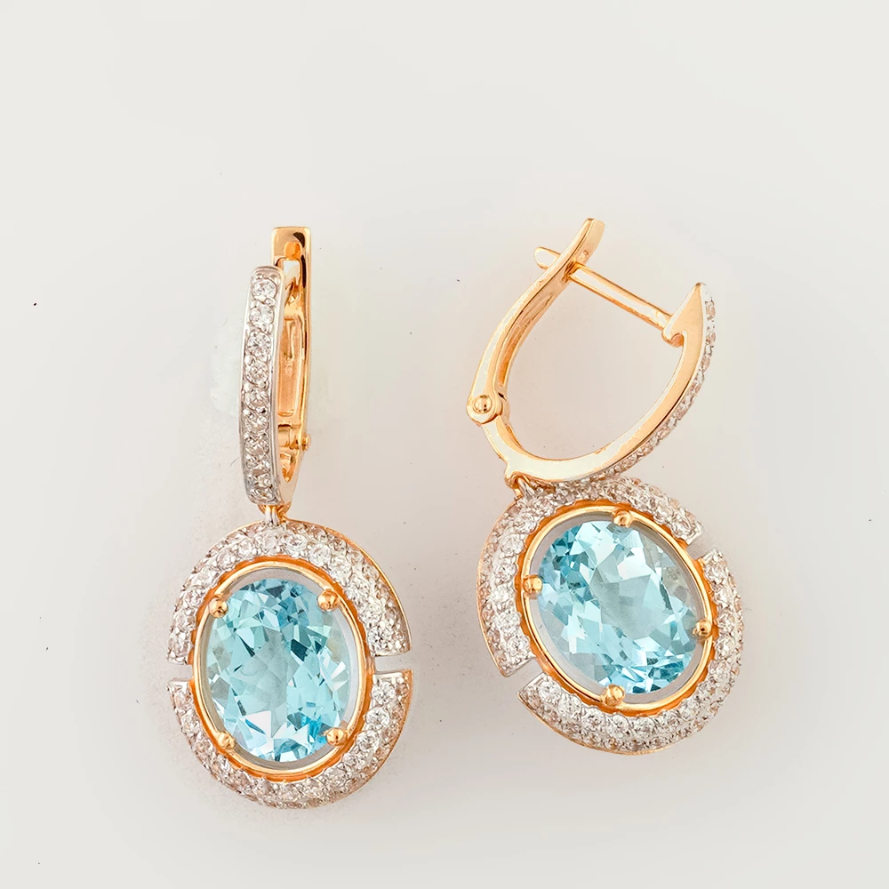 Серьги с топазом из красного золота 585 пробы