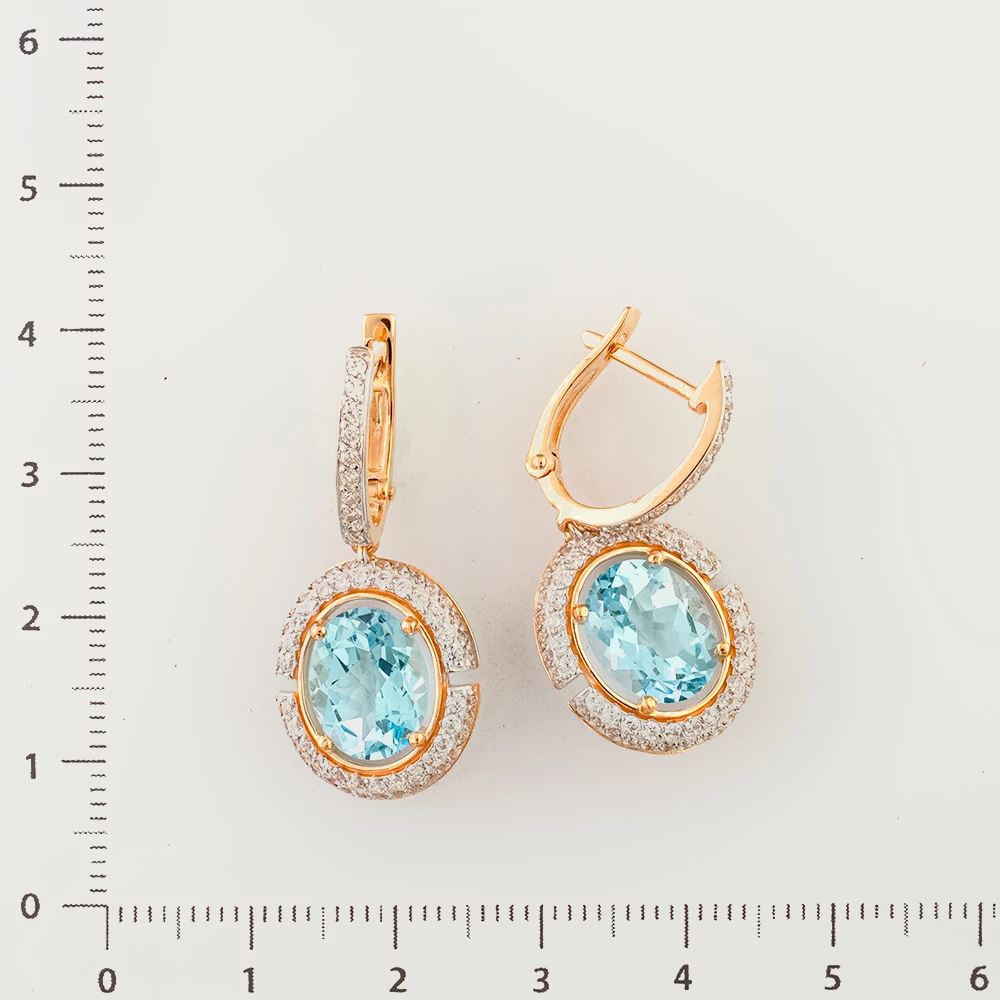 Серьги с топазом из красного золота 585 пробы