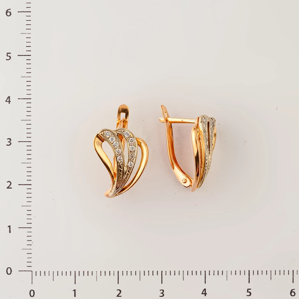 Серьги с фианитом из красного золота 585 пробы