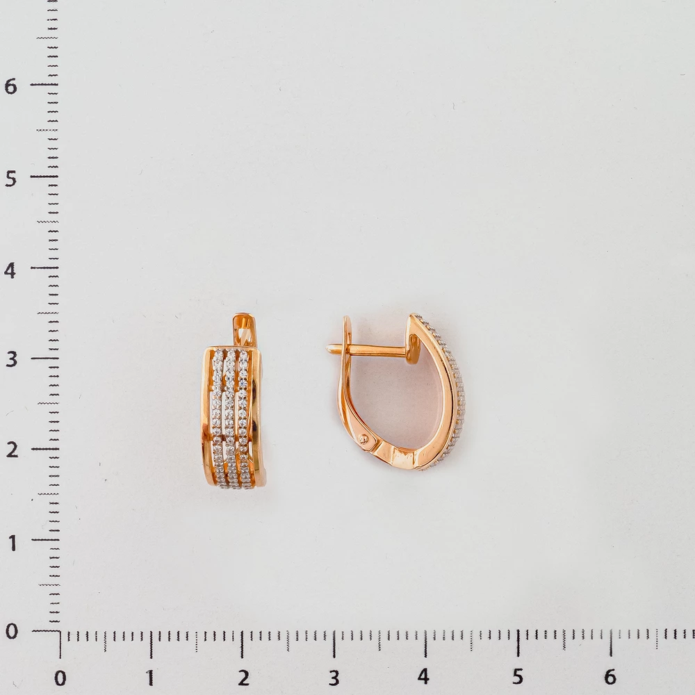 Серьги с фианитом из красного золота 585 пробы