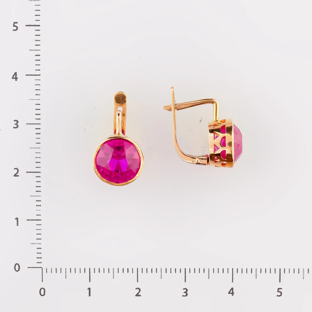 Серьги с фианитом из красного золота 583 пробы