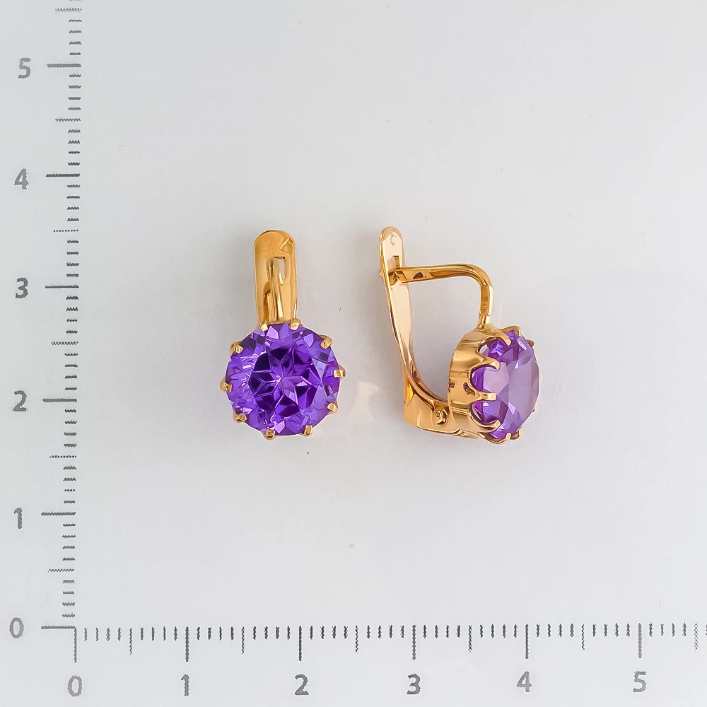 Серьги с фианитом из красного золота 583 пробы Серьги с фианитом из красного золота 583 пробы