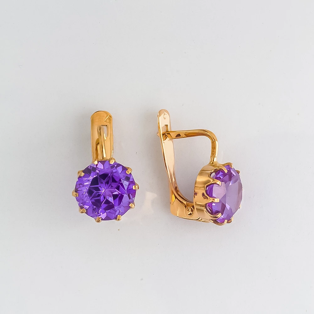 Серьги с фианитом из красного золота 583 пробы Серьги с фианитом из красного золота 583 пробы