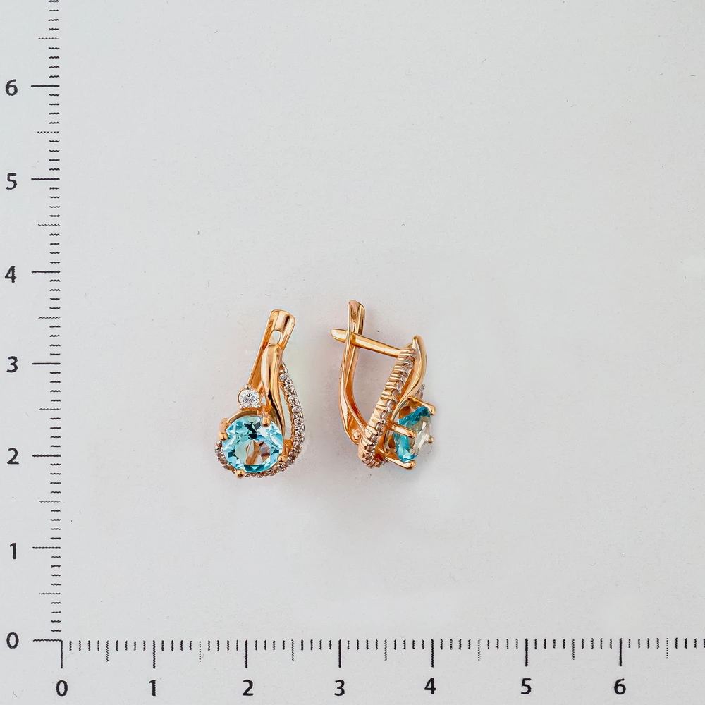 Серьги с топазом из красного золота 585 пробы