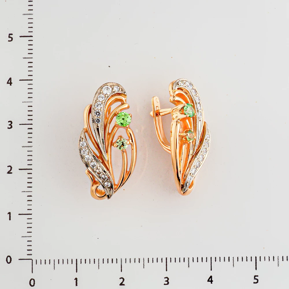 Серьги с фианитом из красного золота 585 пробы