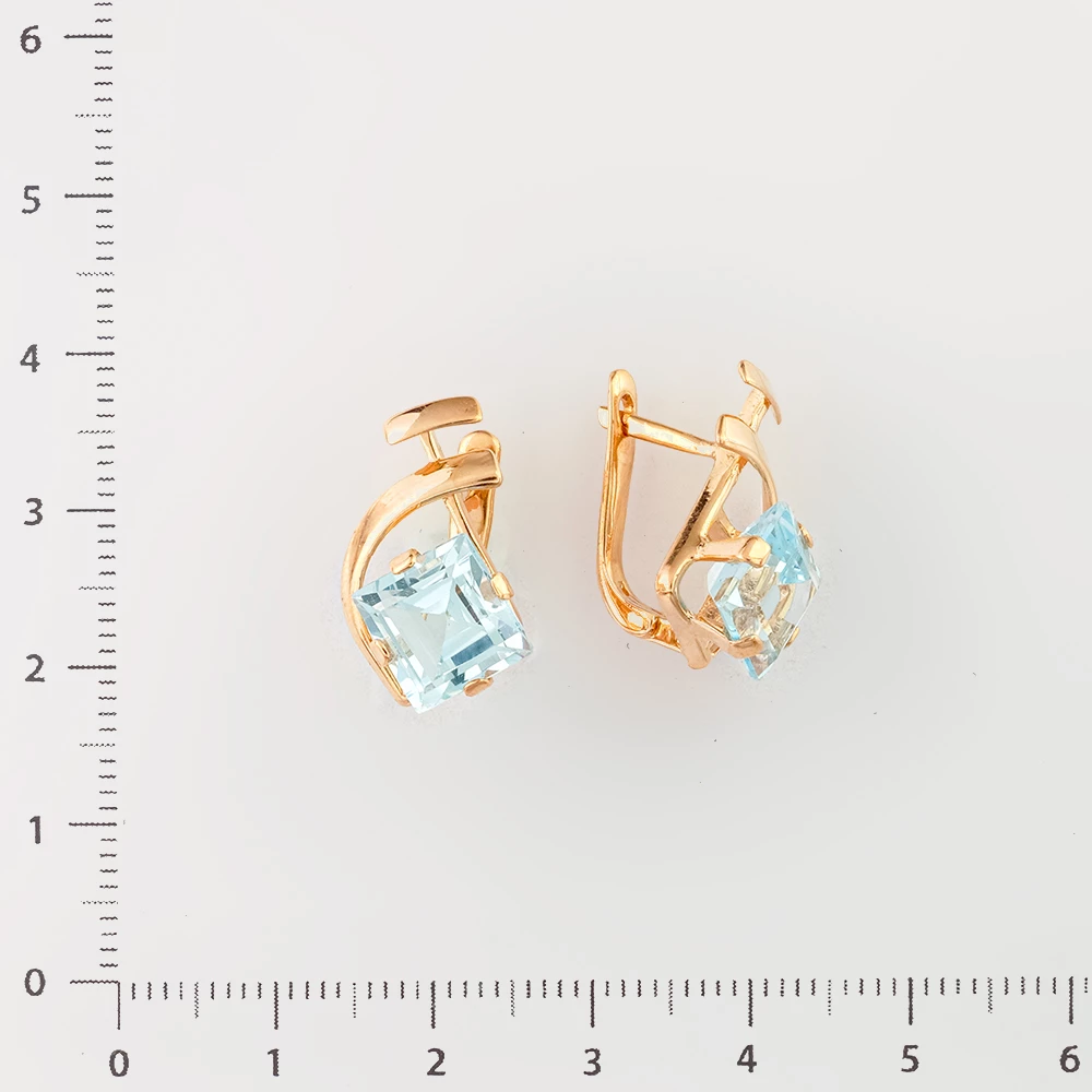 Серьги с топазом из красного золота 585 пробы