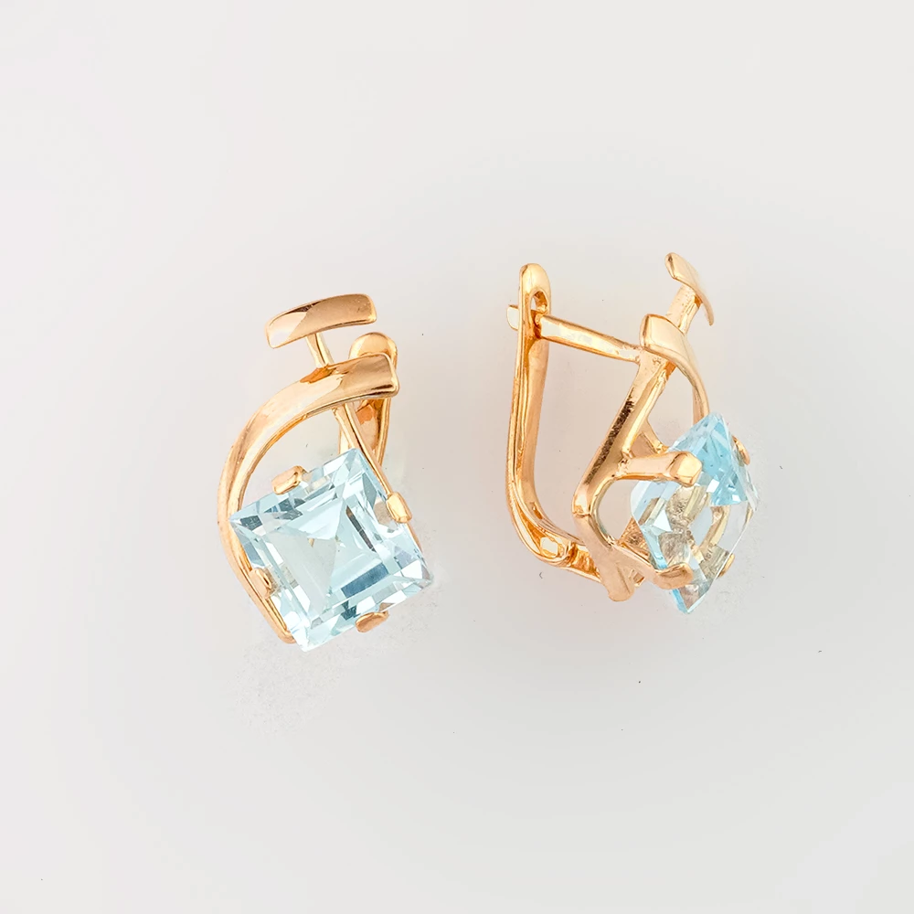 Серьги с топазом из красного золота 585 пробы