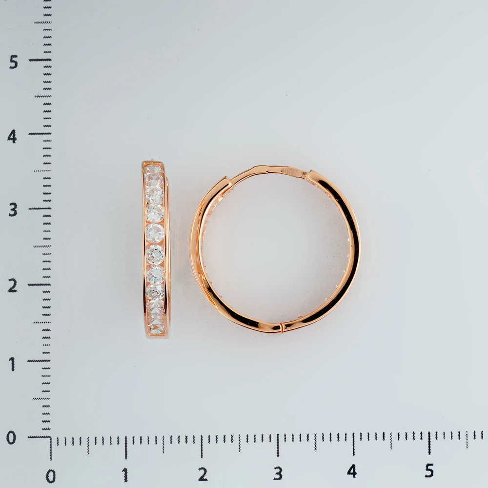 Серьги конго с фианитом из красного золота 585 пробы