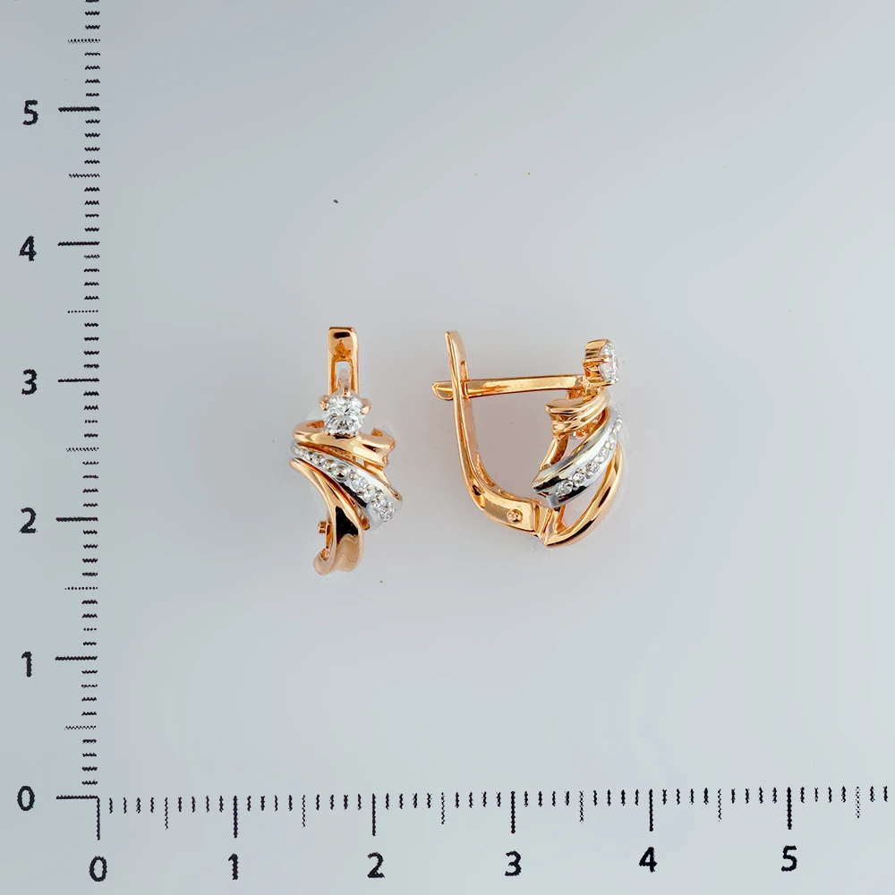 Серьги с бриллиантом из красного золота 585 пробы