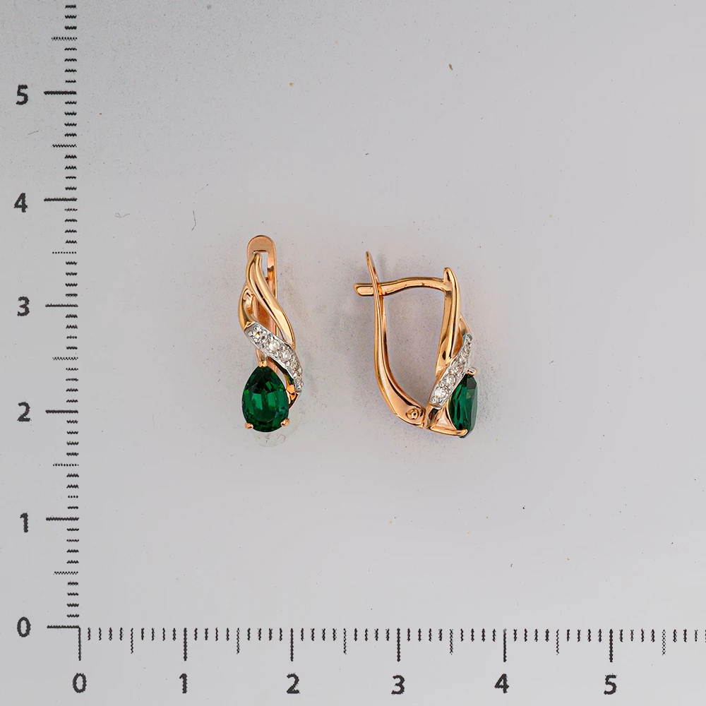 Серьги с бриллиантом из красного золота 585 пробы