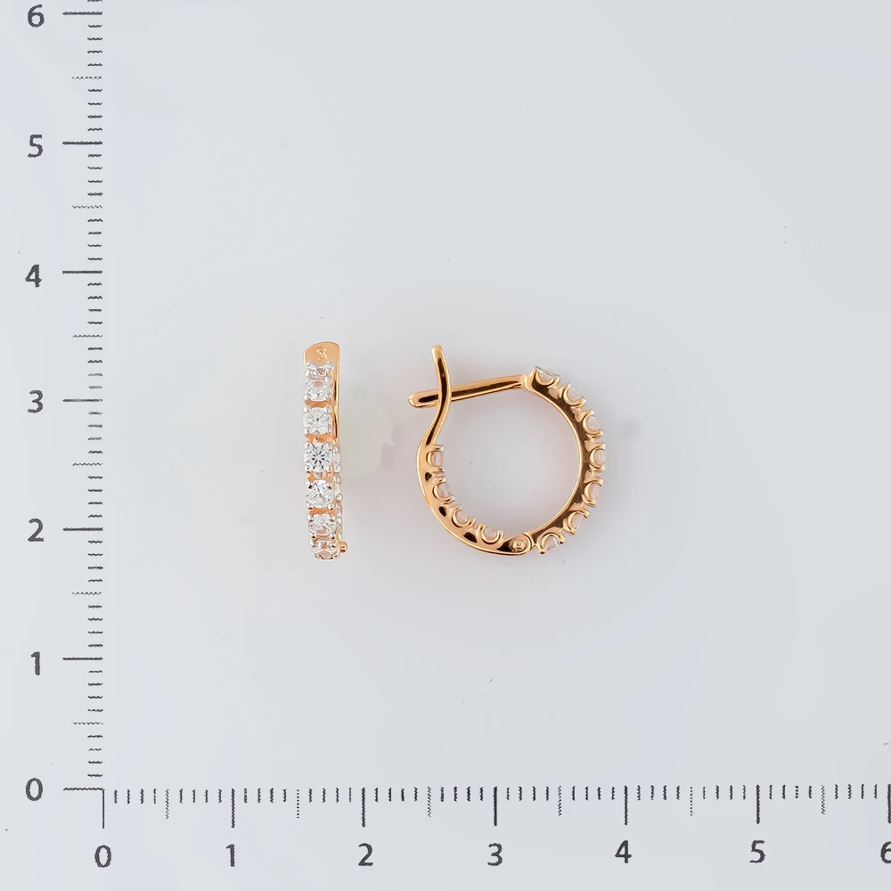 Серьги с фианитом из красного золота 585 пробы