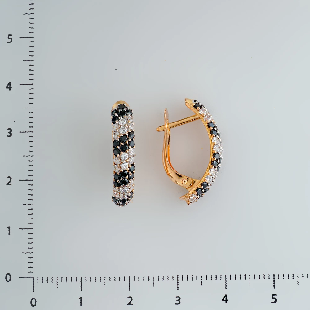 Серьги с фианитом из красного золота 585 пробы