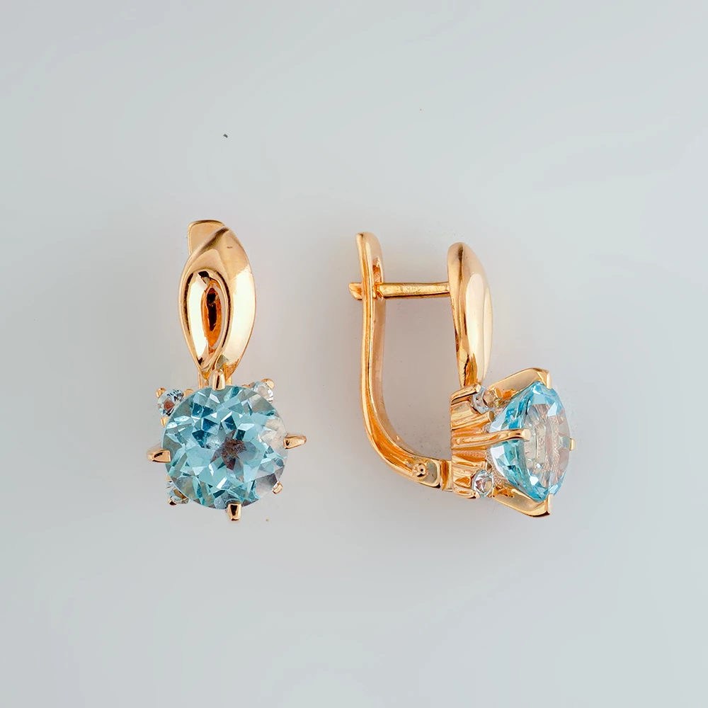 Серьги с топазом из красного золота 585 пробы